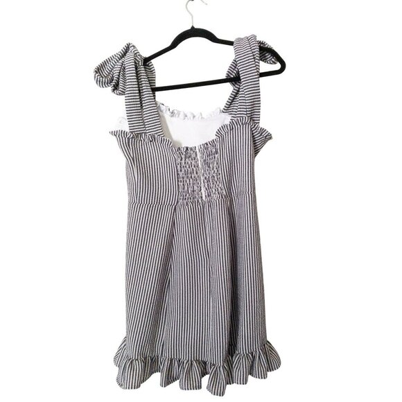 Koch Stella Mini Dress Ruffle Hem Striped Tie Straps M 8-10 - Picture 2 of 16